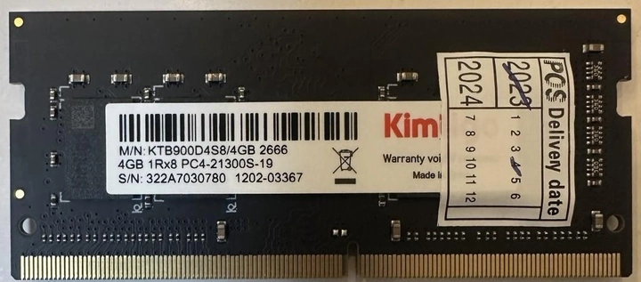 Оперативная память SODIMM 4GB DDR4 2666MHz Kimtigo - изображение 1