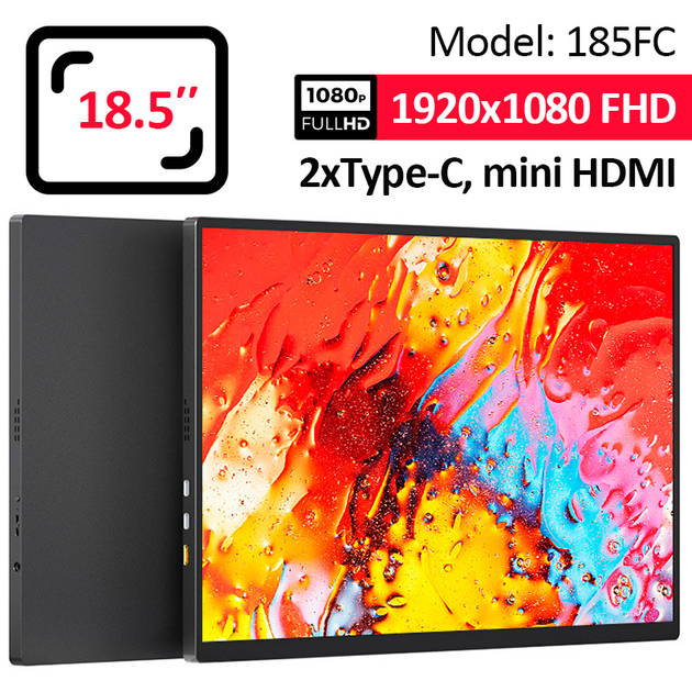 Монитор портативный 185FC / 18.5 '' / IPS / 1920x1080 / Type-C / HDMI / jack 3.5 мм / второй экран - изображение 1