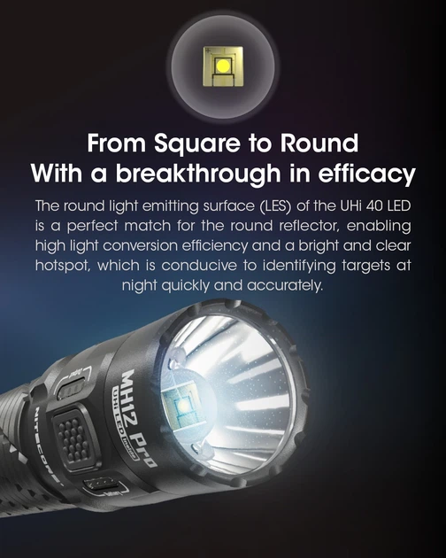 Мощный дальнобойный ручной фонарь Nitecore MH12 Pro (UHi 40 LED, 3300 Люмен, 5300мАч, 505м) - изображение 4