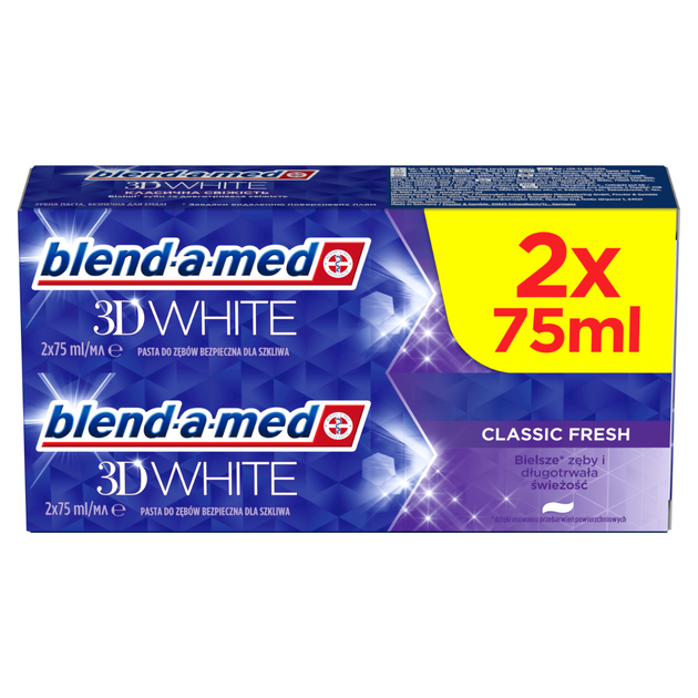 Pasta do zębów Blend-a-med 3D White Classic Fresh 2x75 ml (8006540792940) - obraz 2