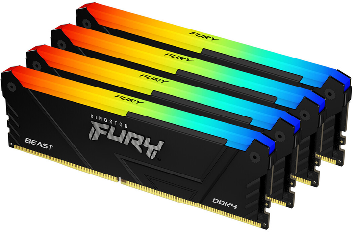 Оперативная память Kingston Fury DDR4-2666 65536MB PC4-21328 (Kit of 4x16384) Beast RGB 1Rx8 Black (KF426C16BB2AK4/64) - изображение 1