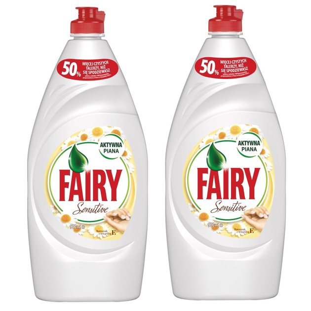 Płyn do mycia naczyń Fairy Sensitive Chamomile & Vit E 2 x 900 ml (8001090207685) - obraz 1