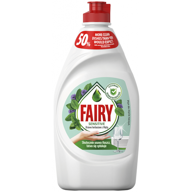Płyn do mycia naczyń Fairy Tea Tree & Mint 450 ml (4015400956358) - obraz 1