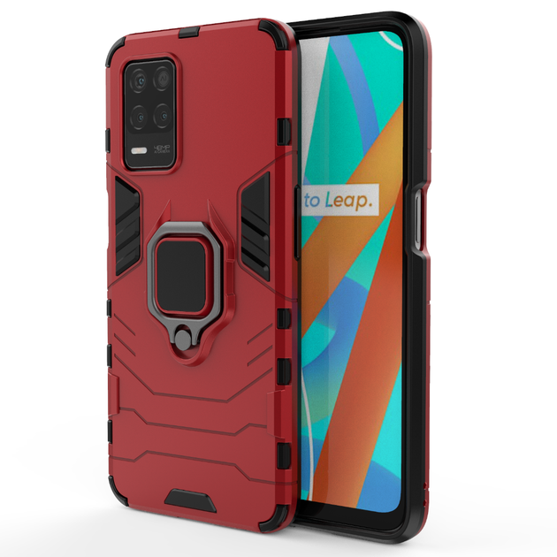 Чохол Fiji Ring для Realme 8 5G/V13 5G/Q3 5G/Q3 броньований бампер з кільцем підставкою червоний - Фото 2 Чохол Fiji Ring для Realme 8 5G/V13 5G/Q3 5G/Q3 броньований бампер з кільцем підставкою червоний - зображення 2