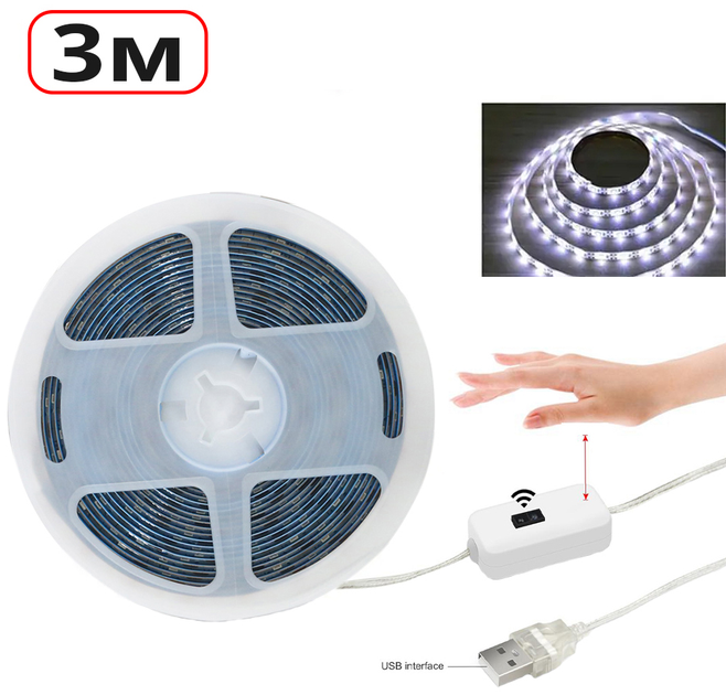 Світлодіодна стрічка з датчиком руху INSPIRE LED USB 5V 12W 6000К ...