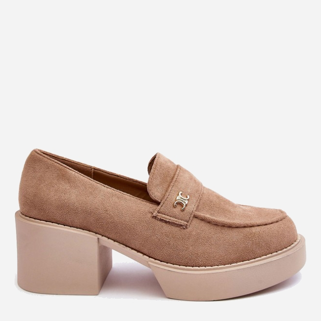 Loafersy damskie na obcasie Afnira 38 Beżowe (5905677934281) - obraz 1