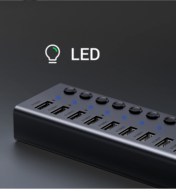 Концентратор USB 3.0 UGREEN CM481 HUB з додатковим живленням USB Type-C 7in1 Black (90307) - зображення 8