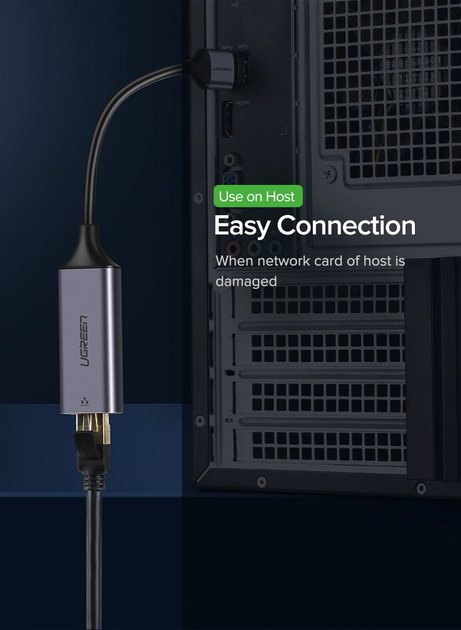 Мережевий адаптер 1000Mbps UGREEN USB 3.0 to RJ-45 Grey (50922) - зображення 6