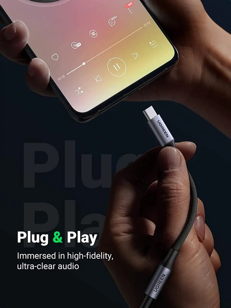 Переходник USB Type-C to 3.5 mm Ugreen AV161 с DAC chip аудиоадаптер для наушников Space Grey (80154) - Фото 6 Переходник USB Type-C to 3.5 mm Ugreen AV161 с DAC chip аудиоадаптер для наушников Space Grey (80154) - изображение 6