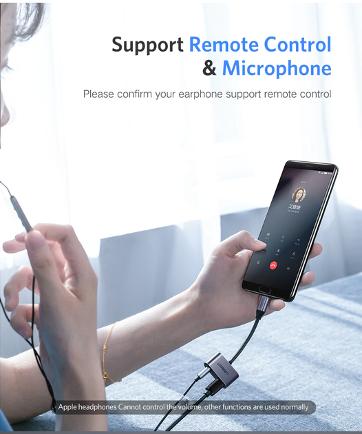 Адаптер AUDIO перехідник 2в1 Ugreen CM193 USB Type-C mini Jack 3.5mm Чорний (70606) - зображення 4