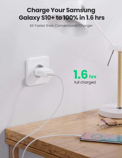 Сетевое зарядное устройство 1хUSB Ugreen CD122 Qualcomm Quick charge 3.0 18W white (10133) - изображение 5