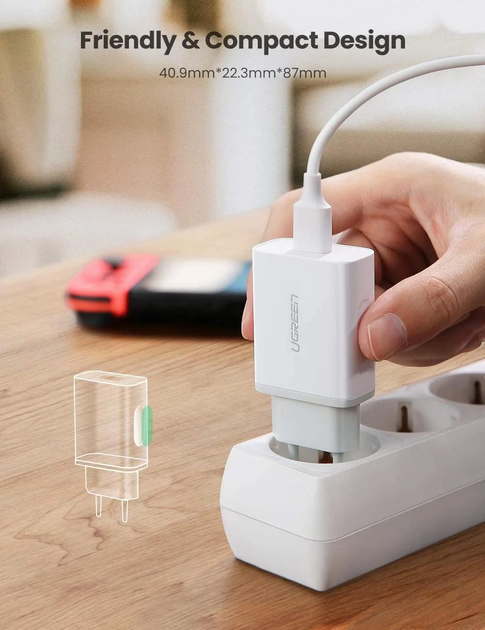 Сетевое зарядное устройство 1хUSB Ugreen CD122 Qualcomm Quick charge 3.0 18W white (10133) - изображение 6
