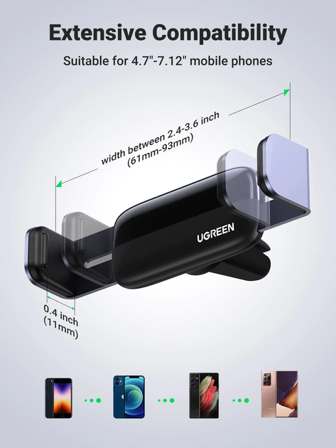 Утримувач для телефону UGREEN LP120 автотримач універсальний 360° Black (10422) - Фото 6 Утримувач для телефону UGREEN LP120 автотримач універсальний 360° Black (10422) - зображення 6