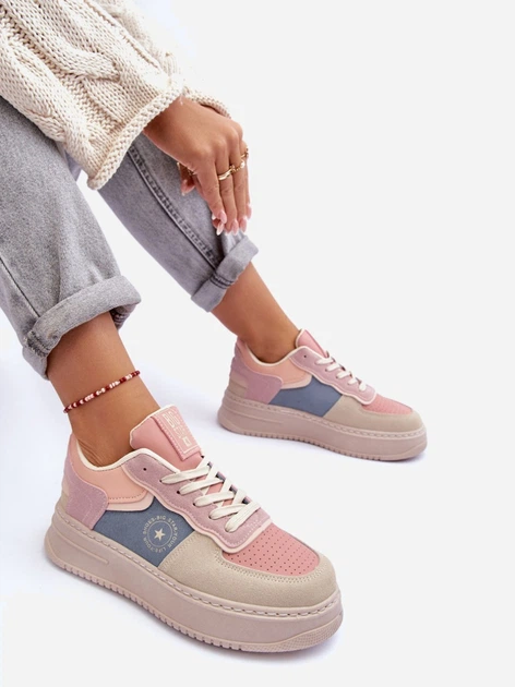 Tenisówki damskie na platformie Big Star MM274233 37 Różowy/Beżowy (5900714690724) - obraz 7