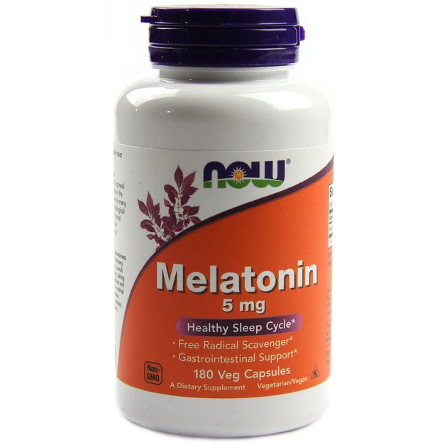 Мелатонин, Melatonin, Now Foods, 5мг, 180 капсул - Фото 1 Мелатонин, Melatonin, Now Foods, 5мг, 180 капсул - изображение 1