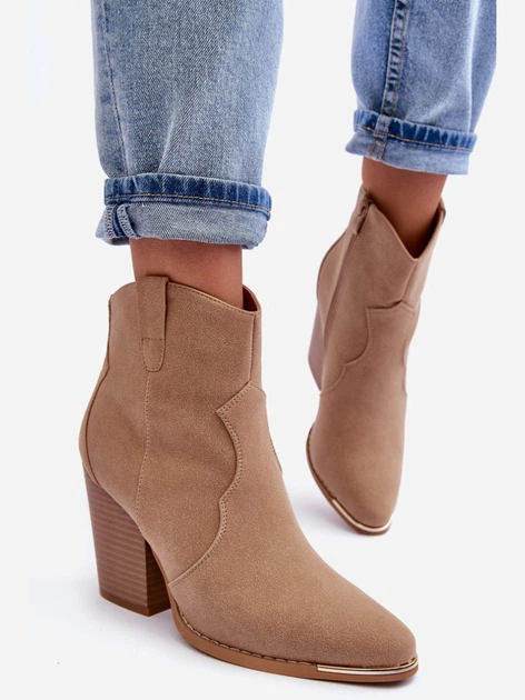 Жіночі ботильйони Lotoune 37 Темно-бежеві (5905677918526) - зображення 5