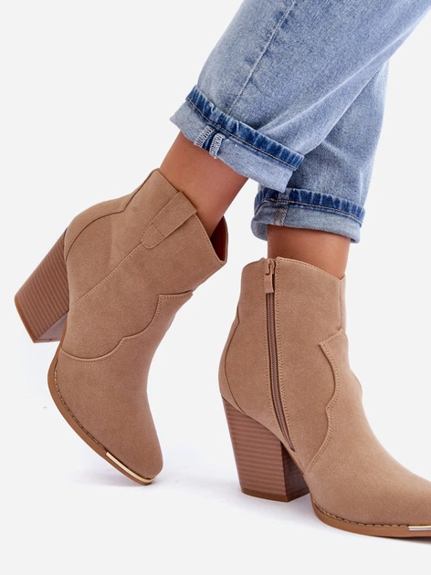 Жіночі ботильйони Lotoune 37 Темно-бежеві (5905677918526) - зображення 6