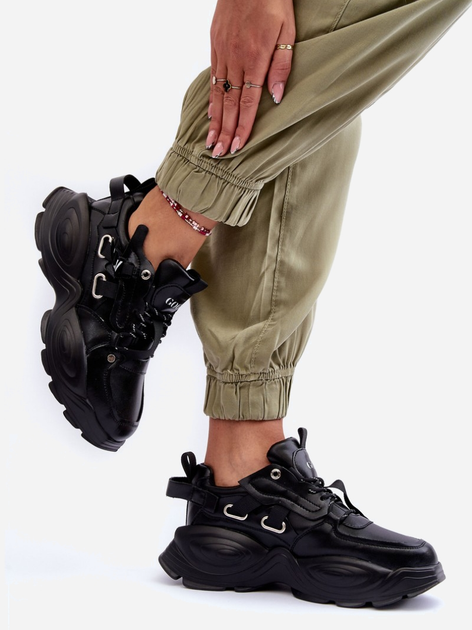 Sneakersy damskie na wysokiej platformie GOE MM2N4014 39 Czarne (5905677886597) - obraz 5