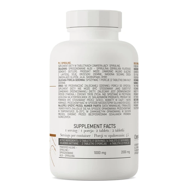 Натуральна добавка OstroVit Spiruline 90 таблеток - зображення 3