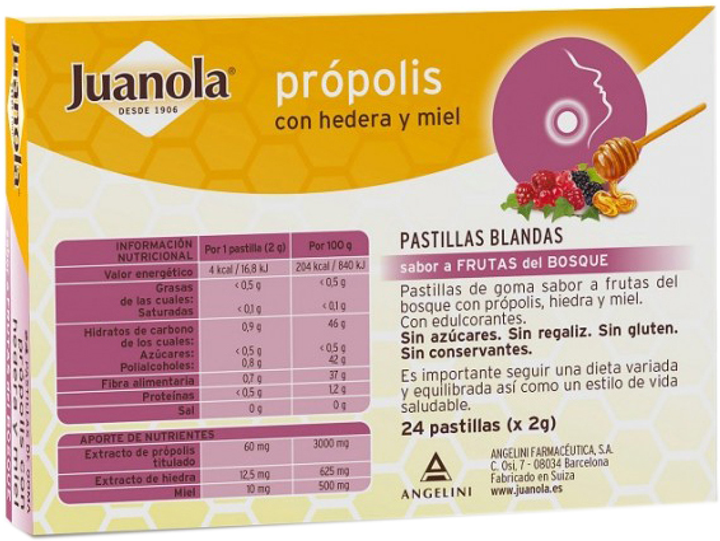 Дієтична добавка Juanola Propolis Hedera and Honey 24 Gummed таблеток (8470001743138) - зображення 2