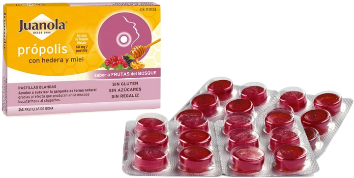 Дієтична добавка Juanola Propolis Hedera and Honey 24 Gummed таблеток (8470001743138) - зображення 3