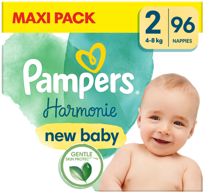 Pieluchy Pampers Harmonie New Baby Rozmiar 2 (4-8 kg) 96 szt (8006540941355) - obraz 1