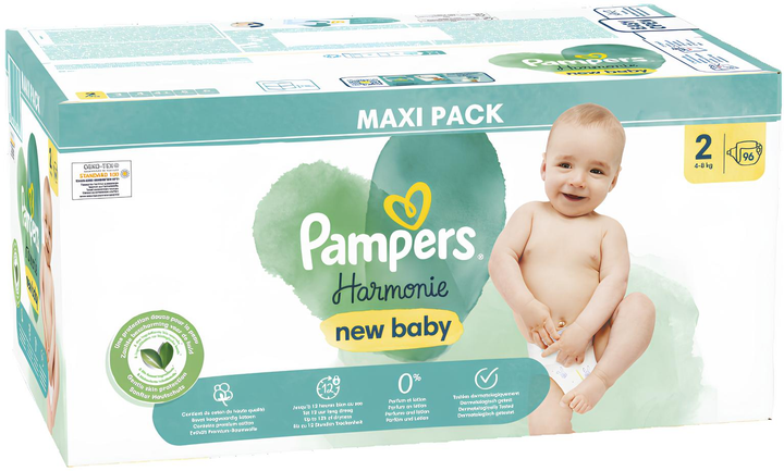 Pieluchy Pampers Harmonie New Baby Rozmiar 2 (4-8 kg) 96 szt (8006540941355) - obraz 2