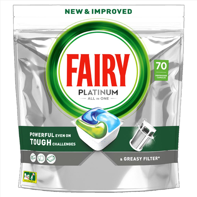 Капсули для посудомийних машин Fairy Platinum Green 70 шт (8006540725733) - зображення 1