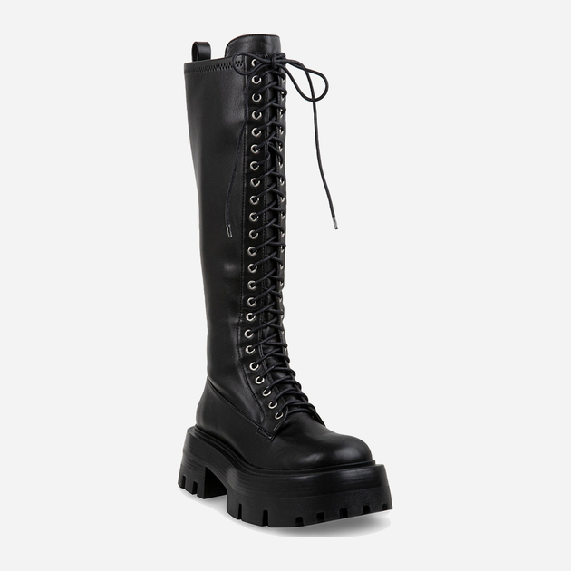 Kozaki damskie skórzane na grubej podeszwie sznurowane Steve Madden Hariet Boot SM11002722-001 42 27.1 cm Czarne (8720857171426) - obraz 2