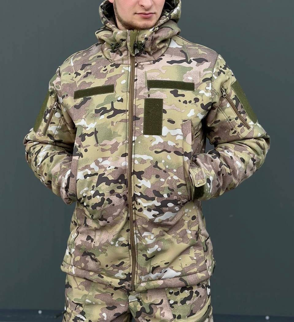 Тактическая куртка мультикам софтшелл осень флисовая теплая, Куртка Softshell Multicam Soft shell мультикам XL - изображение 1