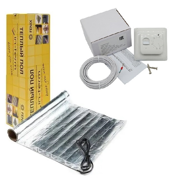 Алюминиевый нагревательный мат In-Therm 1 м2 + механический ...