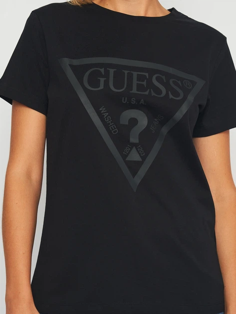 Футболка хлопковая женская Guess Adele Ss Cn Tee V2YI07-K8HM0-JBLK S Черная (7617076246312) - изображение 4
