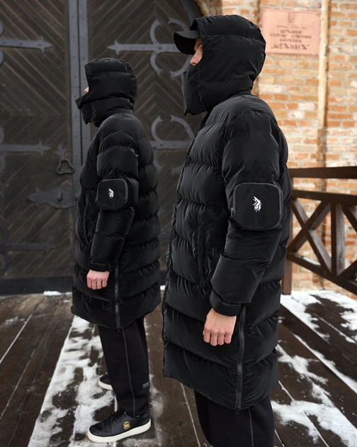 Зимовий довгий оверсайз пуховик OGONPUSHKA Ultra чорний XL - зображення 5