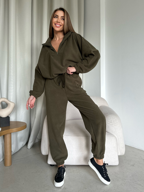 Спортивный костюм на флисе женский ISSA PLUS 14197 XL Хаки ...