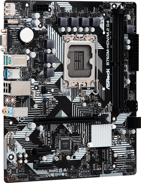 Материнська плата ASRock B760M-HDV/M.2 D4 (s1700, Intel B760, PCI-Ex16) - зображення 2