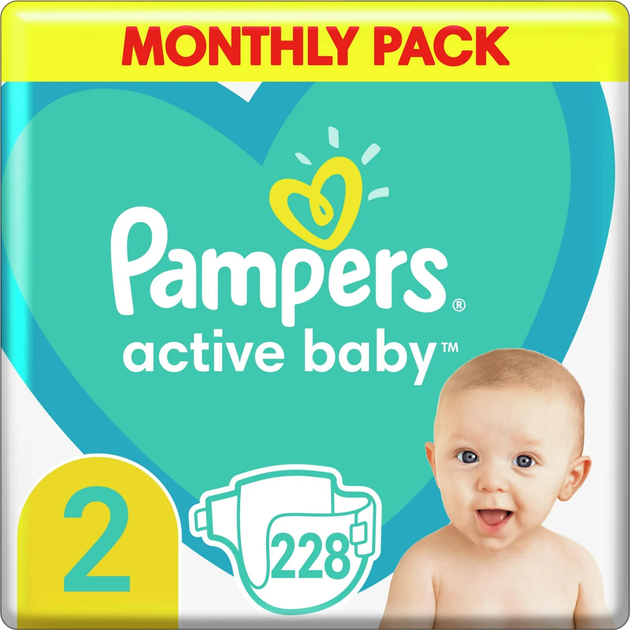 Підгузки Pampers Active Baby Розмір 2 (4-8 кг) 228 шт (8006540181102) - зображення 1