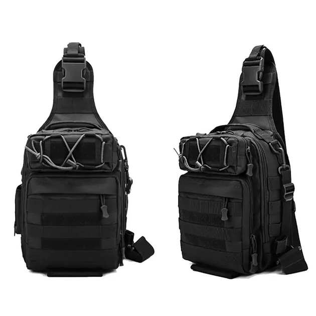 Сумка рюкзак тактичний через плече з однією лямкою 30 х 22 х 10 см чорний - зображення 1