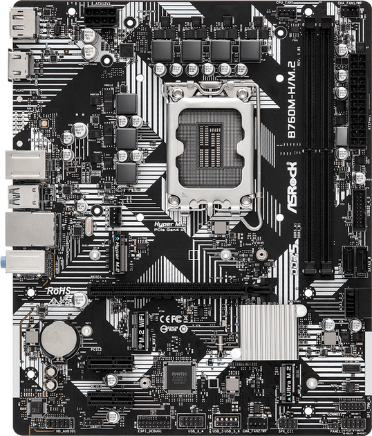 Материнська плата ASRock B760M-H/M.2 (s1700, Intel B760, PCI-Ex16) - зображення 1