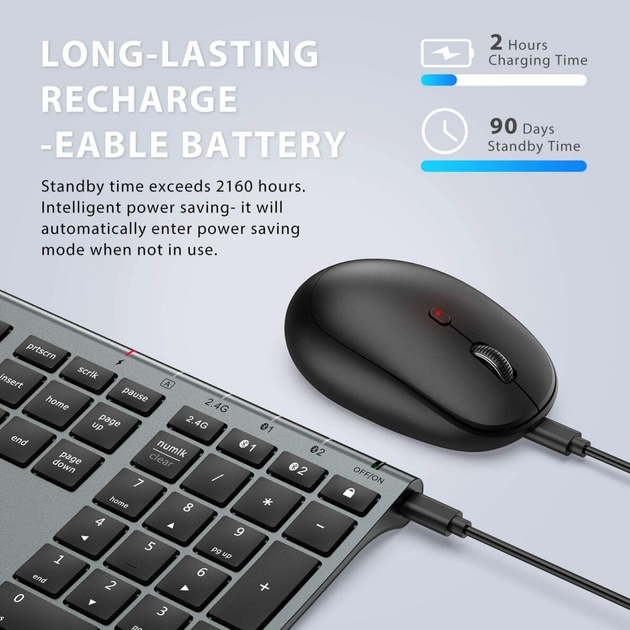 Комплект Беспроводной Клавиатура + Мышь IClever DK03 BT4.2 + 2.4G (DT) Grey - изображение 6