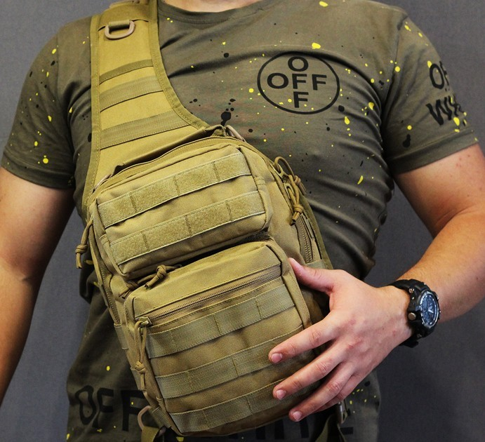 Однолямочный тактический рюкзак Tactic городской военные рюкзак 9 л Койот (ta9-coyote) - изображение 2