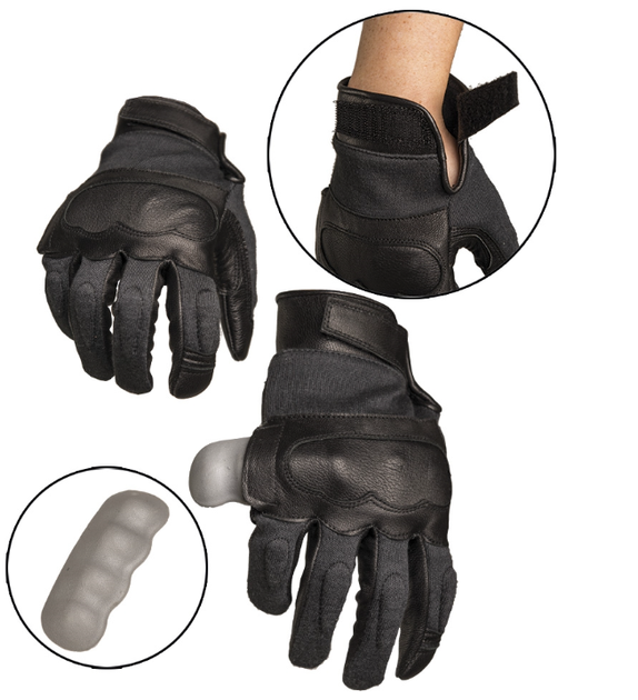 Рукавиці тактичні шкіряні M Чорні Mil-Tec TACTICAL GLOVES LEDER/ARAMID M SCHWARZ (12504202-8-M) - изображение 2