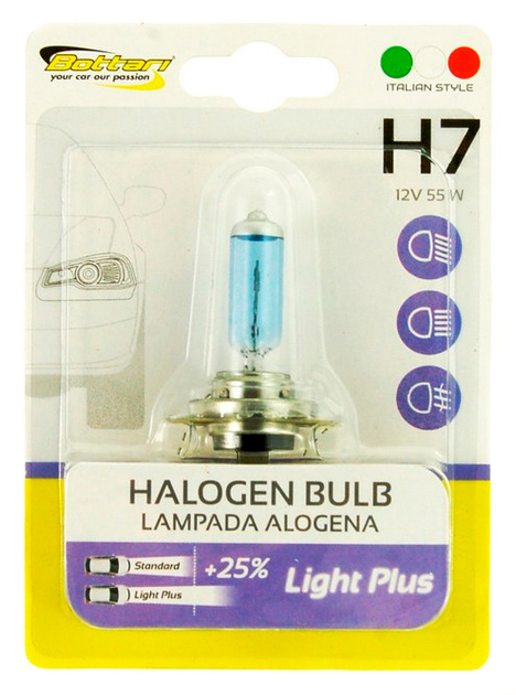 Автомобільна лампа Bottari Light plus Галогенова H7 12 В 55 Вт (B35002) - зображення 1