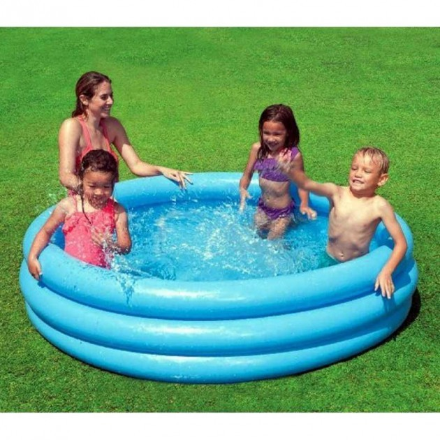 Дитячий круглий надувний басейн Intex трикільцевий Crustal Pool складаний надувний ігровий центр Интекс ігровий комплекс для купання та ігор для дітей для дачі для пляжу 147х33 см Синій BR 58426