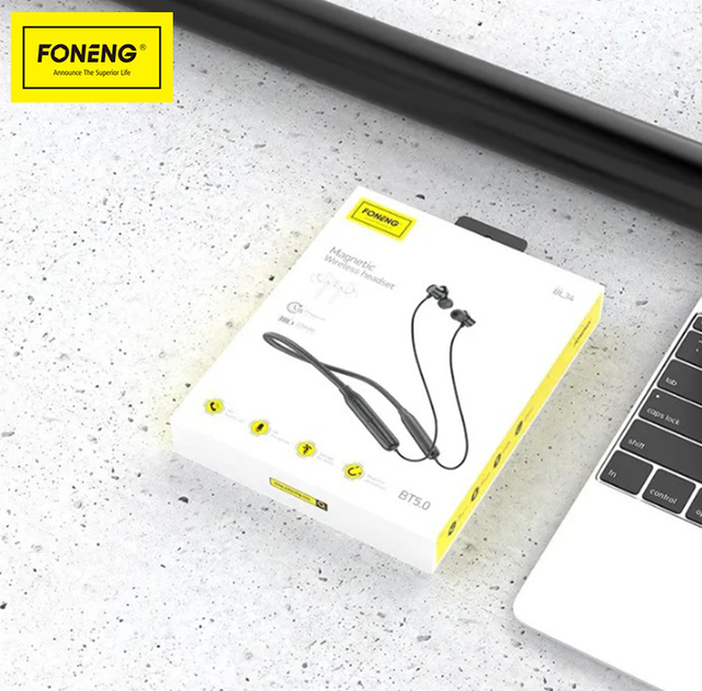 Навушники бездротові для спорту, на шию, вакуумні FONENG NECKBAND SPORT BL34 - Фото 7 Навушники бездротові для спорту, на шию, вакуумні FONENG NECKBAND SPORT BL34 - зображення 7
