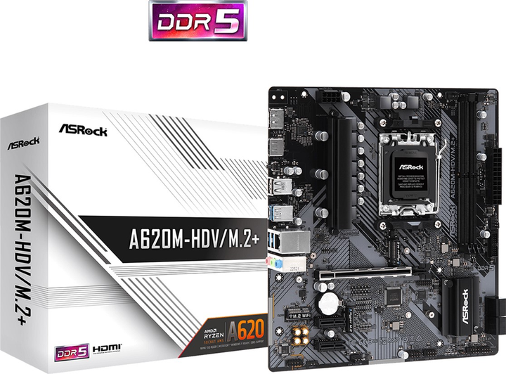 Материнська плата ASRock A620M-HDV/M.2+ (AM5, AMD A620, PCI-Ex16) - зображення 6