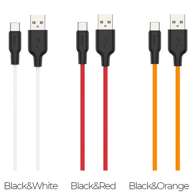 Кабель HOCO X21 Plus USB to Type-C 3A, 2m, silicone, silicone connectors, Black+White (6931474713889) - Фото 2 Кабель HOCO X21 Plus USB to Type-C 3A, 2m, silicone, silicone connectors, Black+White (6931474713889) - изображение 2