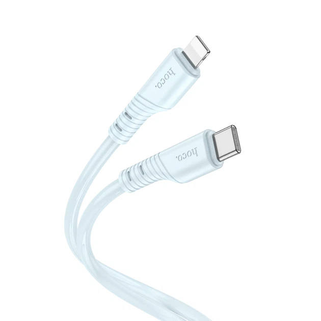 Кабель HOCO X97 Crystal color PD silicone charging data cable iP light blue (6931474799760) - Фото 1 Кабель HOCO X97 Crystal color PD silicone charging data cable iP light blue (6931474799760) - зображення 1