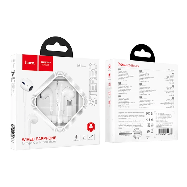 Навушники HOCO M1 Max crystal earphones for Type-C with mic White (6931474754707) - Фото 4 Навушники HOCO M1 Max crystal earphones for Type-C with mic White (6931474754707) - изображение 4