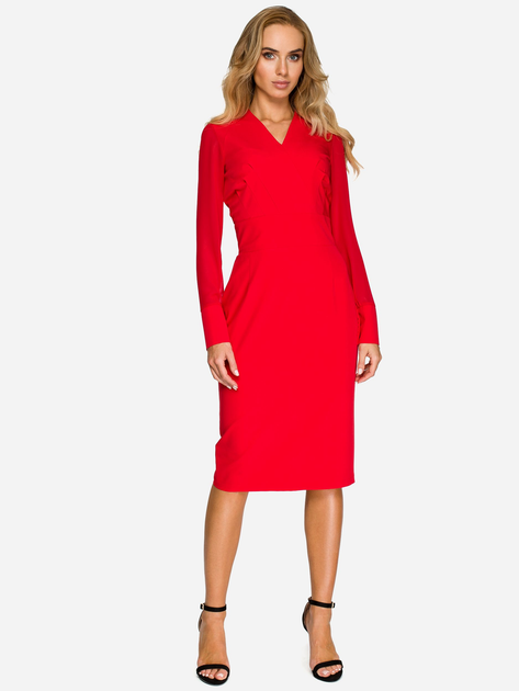 Sukienka ołówkowa damska z rozcięciem Stylove S136 86485 S Czerwona (5903068426568) - obraz 1