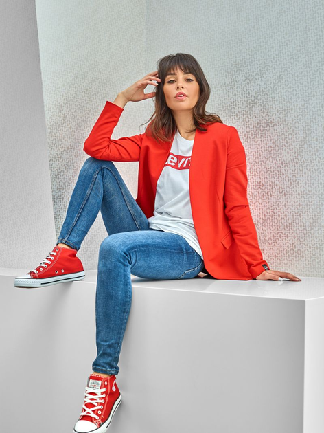 Піджак подовжений жіночий BeWear B102 87148 L Червоний (5903068433528) - зображення 5